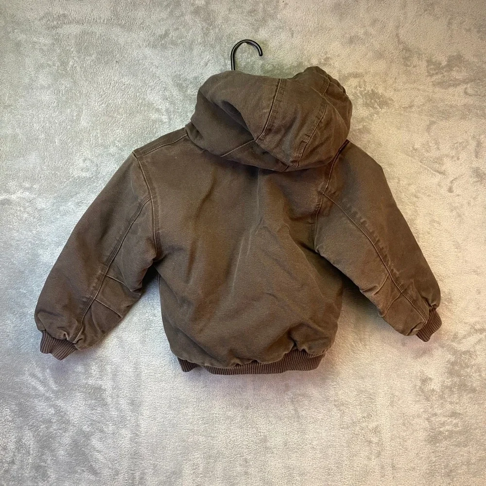 Carhartt Kids XXS 4-5 Brown Duck Canvas Insulated Hooded Active Jacket Coat